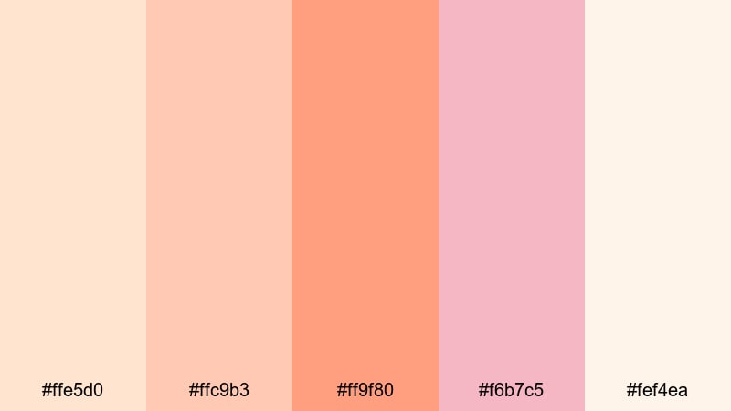 morning blossom glow orange peach color palette with hex codes