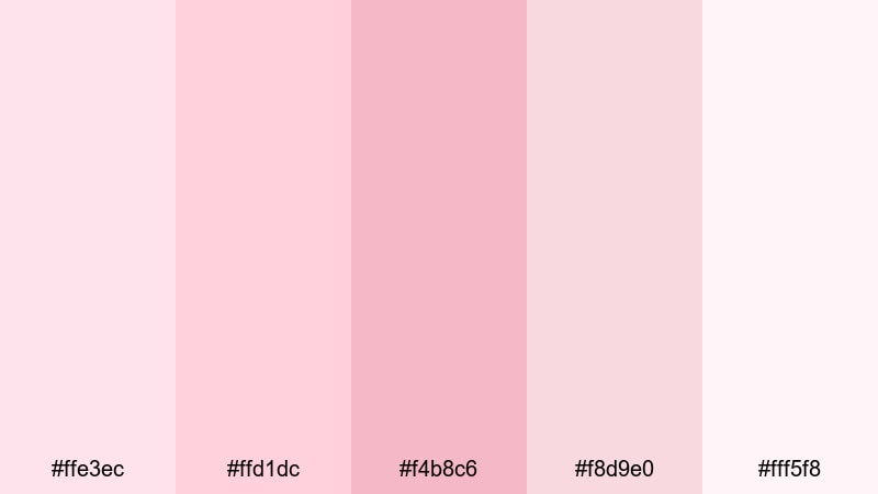 morning blush harmony pale pink color palette with hex codes