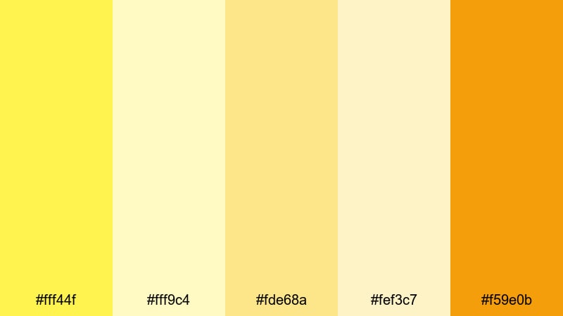 morning citrus glow lemon yellow color palette with hex codes