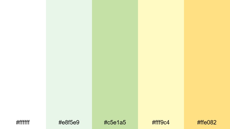 morning citrus mist white green yellow color palette with hex codes