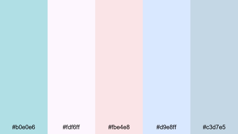 morning cloud whisper powder blue color palette with hex codes