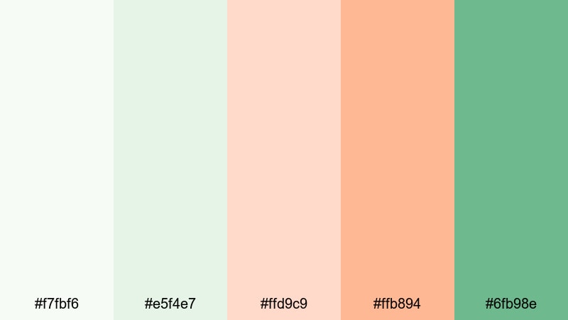 morning dew embrace green peach color palette with hex codes