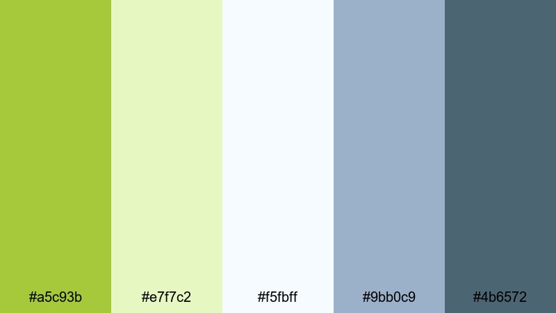 morning dew minimal yellow green color palette with hex codes