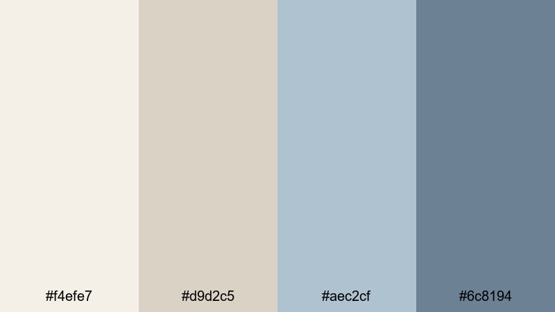 morning fog harbor beige blue color palette with hex codes