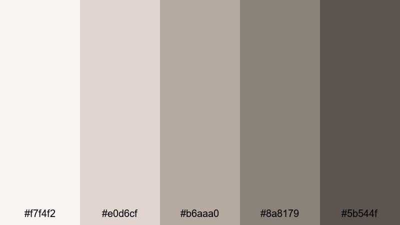 morning fog latte gray color palette with hex codes