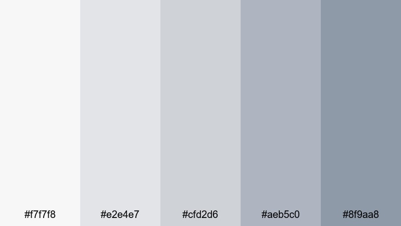 morning fog minimal light gray color palette with hex codes