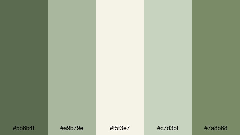 morning forest dew moss green color palette with hex codes