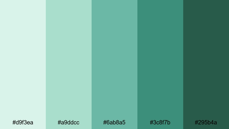 morning greenhouse glow jade color palette with hex codes