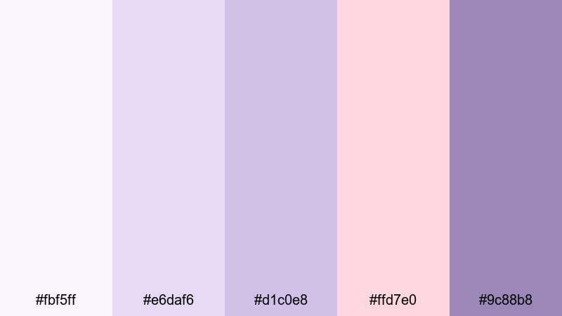 morning haze blush purple lilac color palette with hex codes