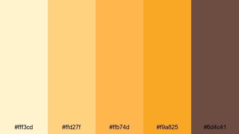 morning honey glow yellow color palette with hex codes