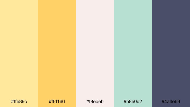 morning honey mist golden yellow color palette with hex codes