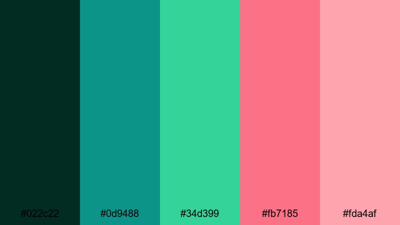 morning lagoon glow teal magenta color palette with hex codes