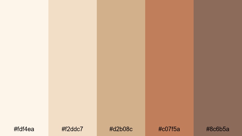 morning latte glow coffee cream color palette with hex codes