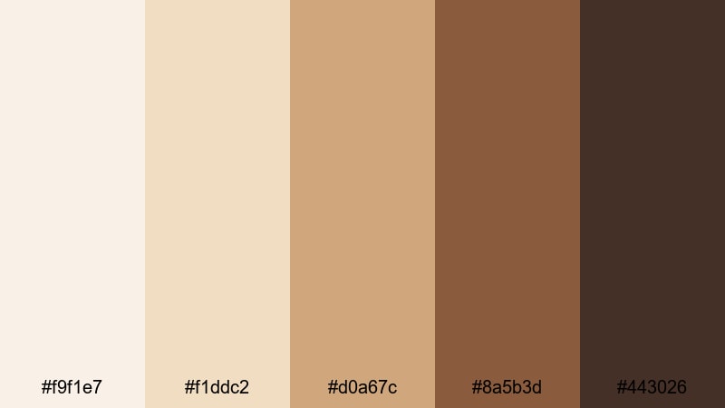 morning latte glow cream brown color palette with hex codes