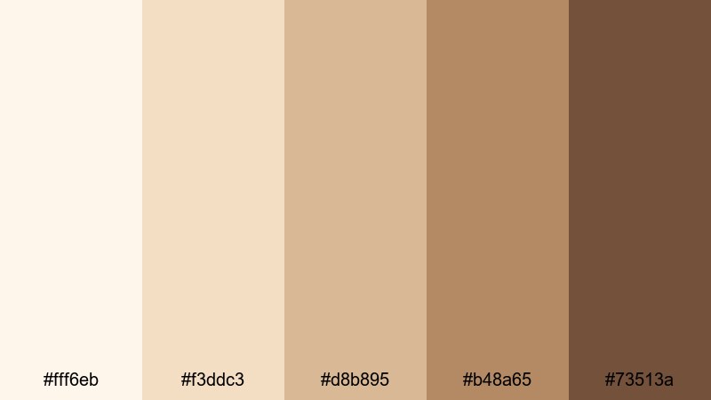 morning latte glow tan color palette with hex codes