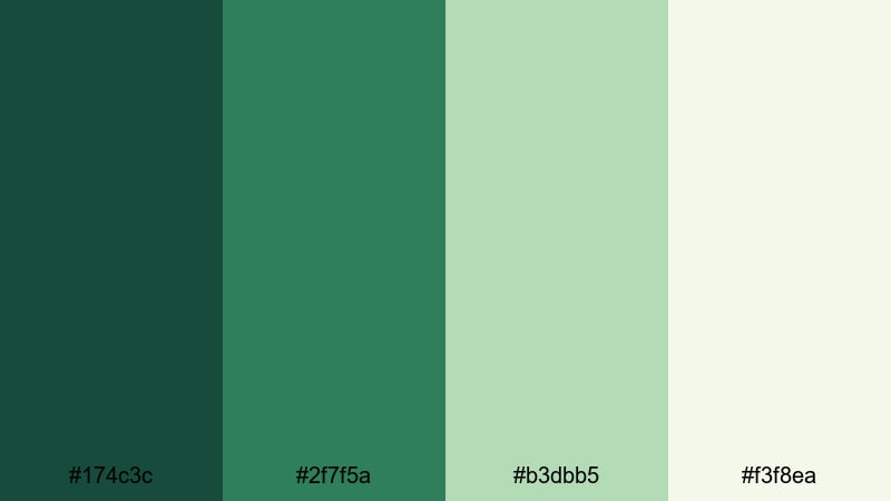 morning leaf light rainforest color palette with hex codes
