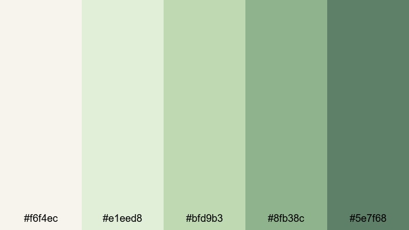 morning matcha foam green cream color palette with hex codes