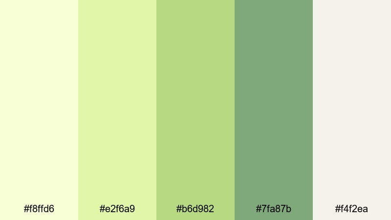 morning matcha foam green yellow color palette with hex codes