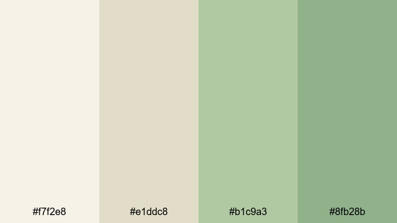 morning matcha glow beige green color palette with hex codes