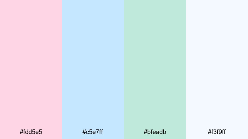 morning mist pastels blue green pink color palette with hex codes