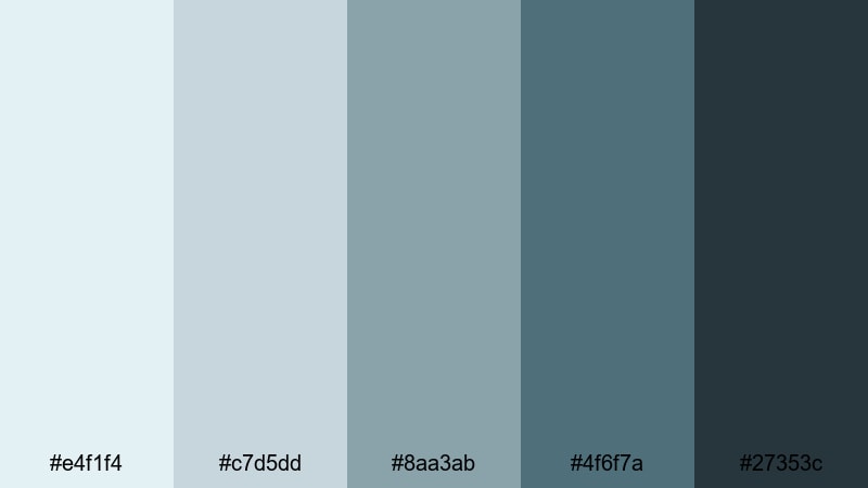 morning mist workspace teal gray color palette with hex codes