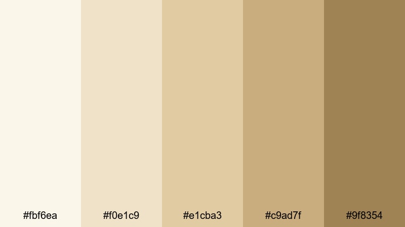 morning oat latte beige color palette with hex codes