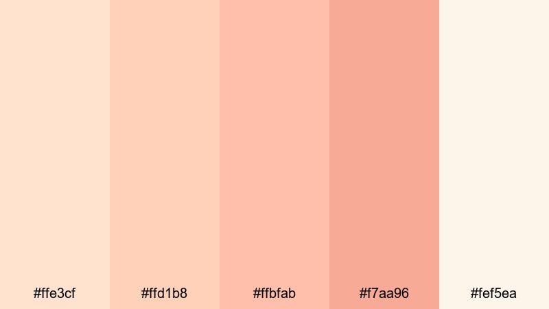 morning peach haze light apricot color palette with hex codes