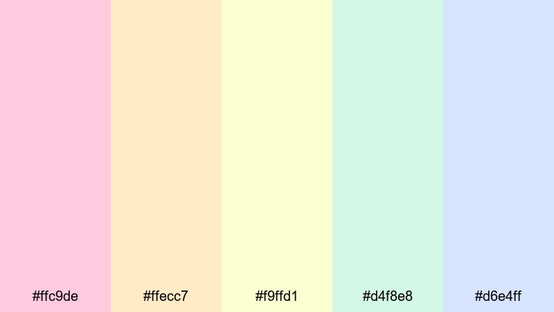 morning rainbow mist rainbow color palette with hex codes