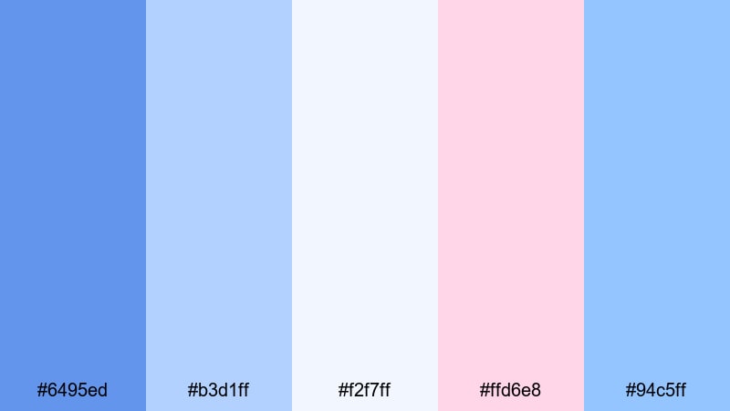 morning sky story cornflower color palette with hex codes