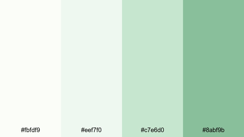morning studio glow white green color palette with hex codes
