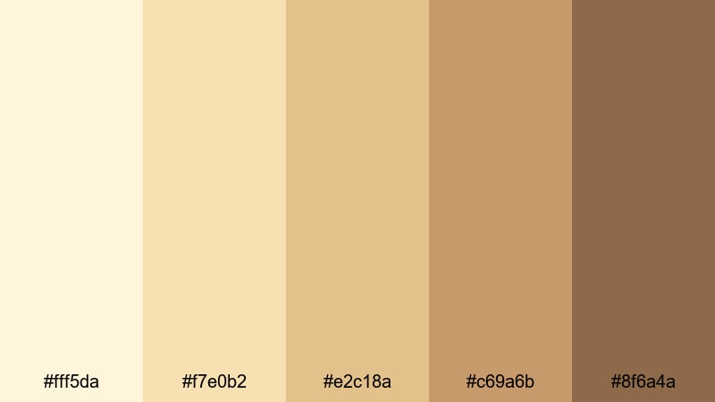 morning sunlit latte blond color palette with hex codes