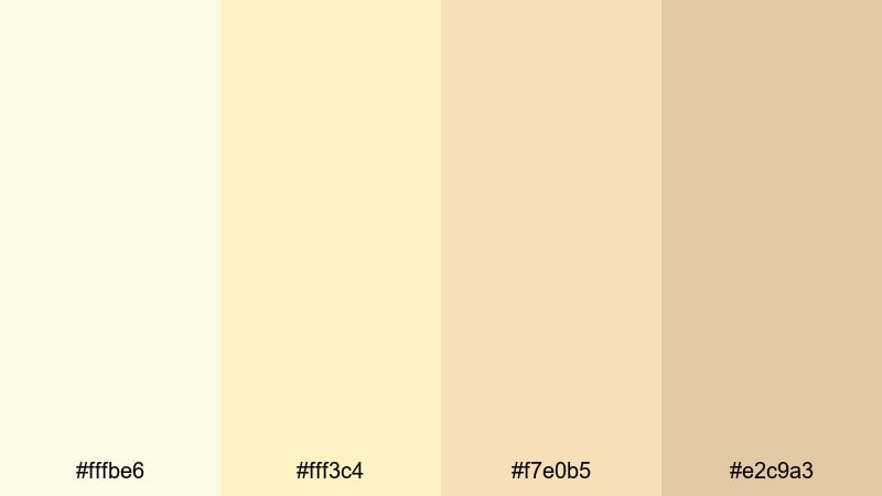 morning sunlit linen light yellow color palette with hex codes