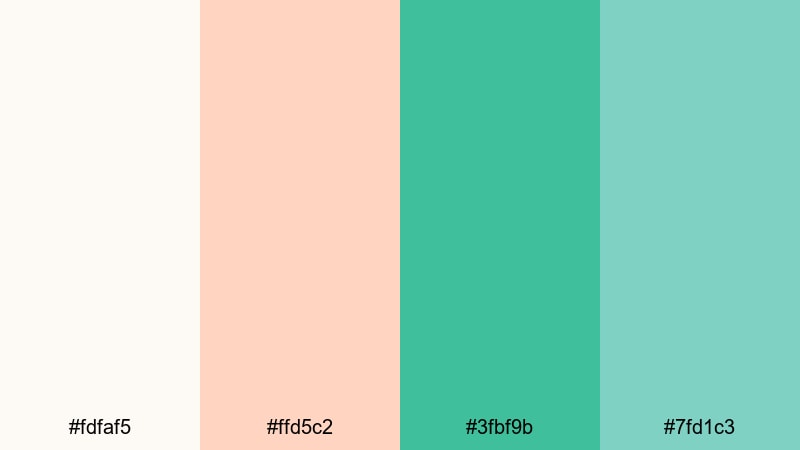morning tide breeze coral green color palette with hex codes