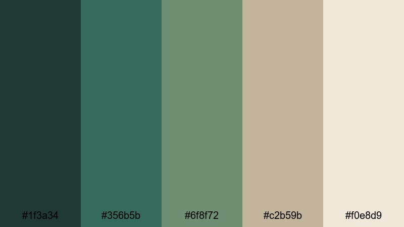mossy creek retreat forest color palette with hex codes