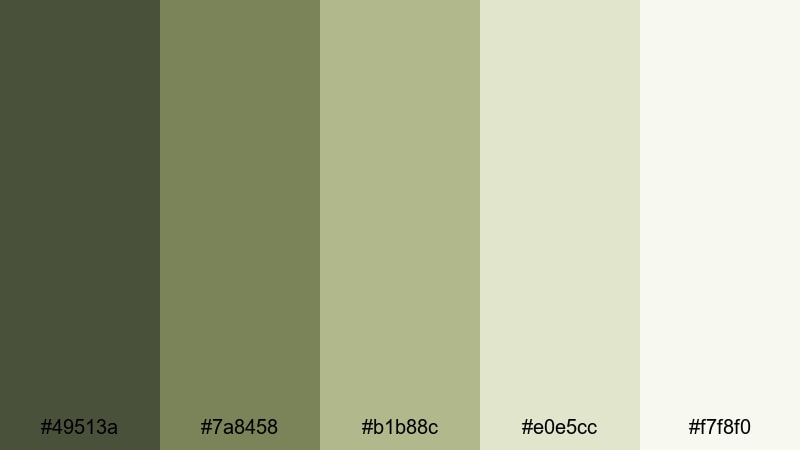 mossy field whisper army color palette with hex codes
