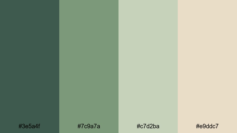 mossy linen light green tan color palette with hex codes
