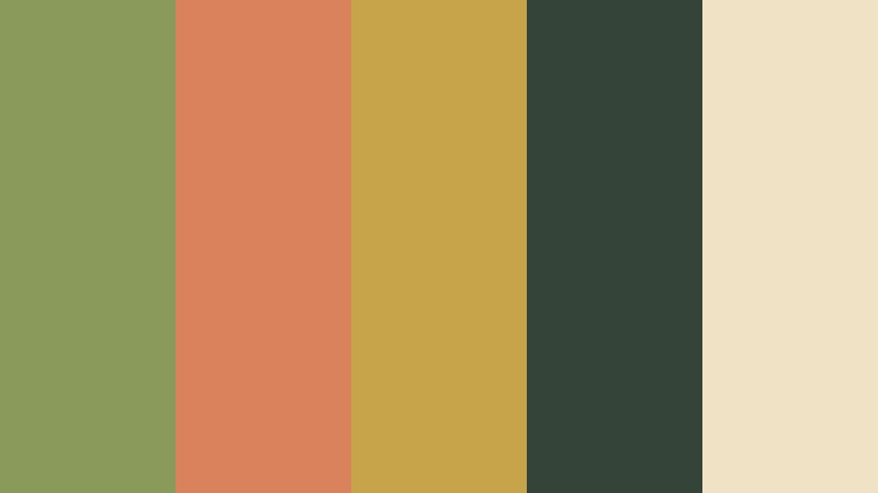 mossy sunset trail triadic color color palette with hex codes