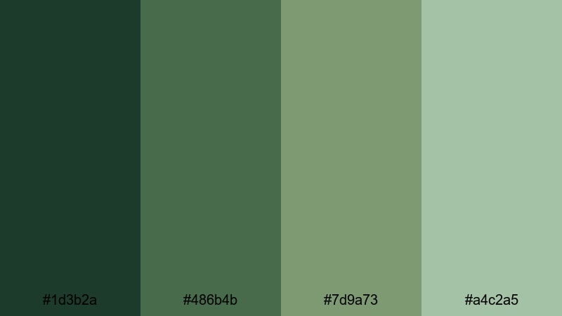 mossy trail morning woodland color palette with hex codes