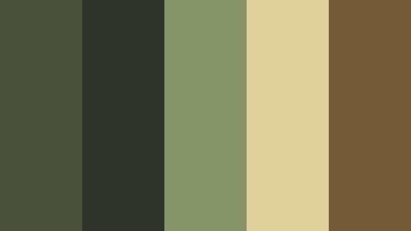 mossy trail wander charred olive color palette with hex codes