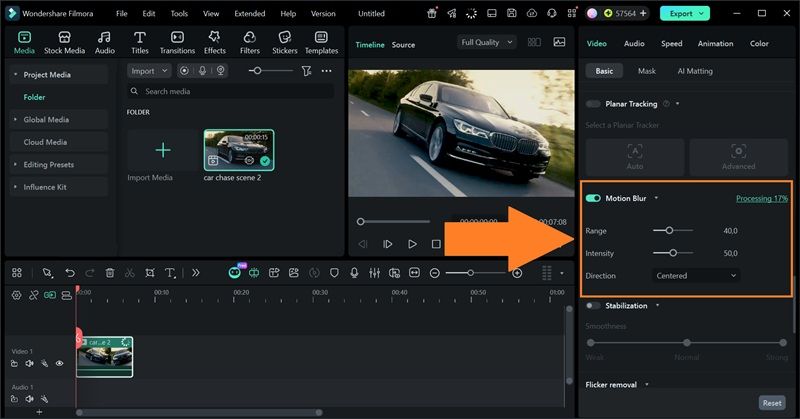 turn on the motion blur feature