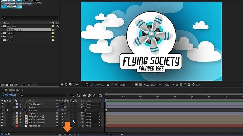 click toggle switches in after effects