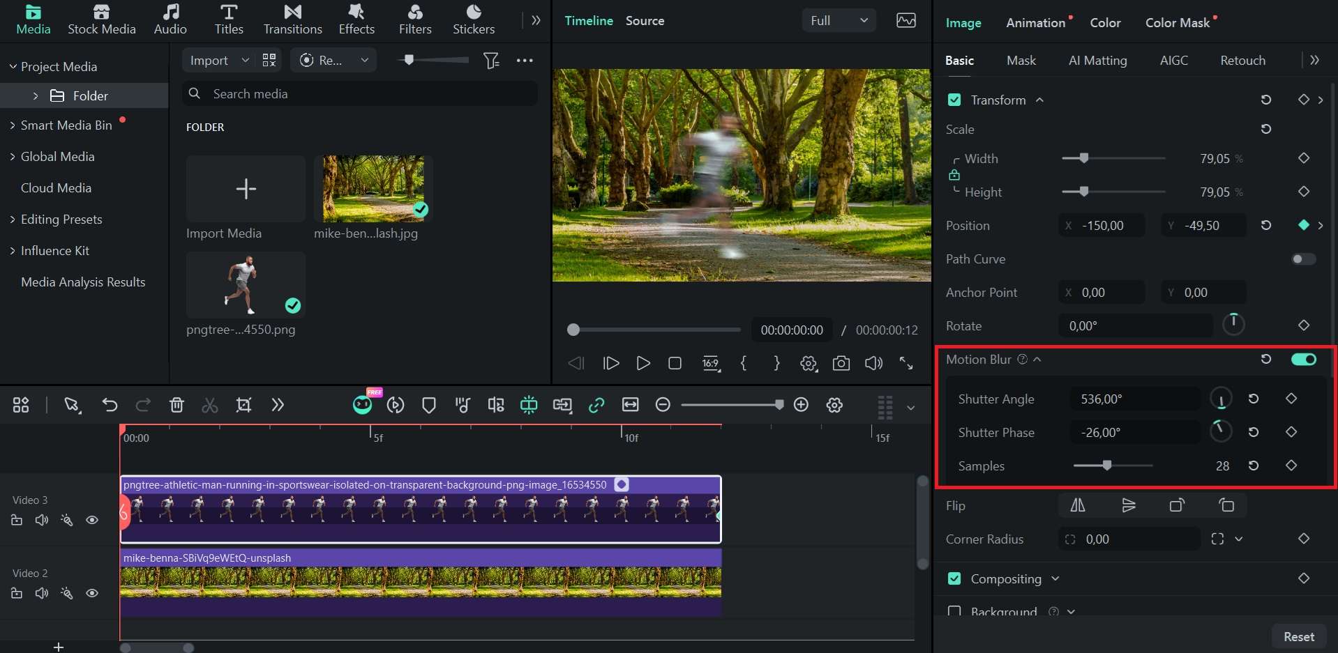 enable and adjust keyframe motion blur