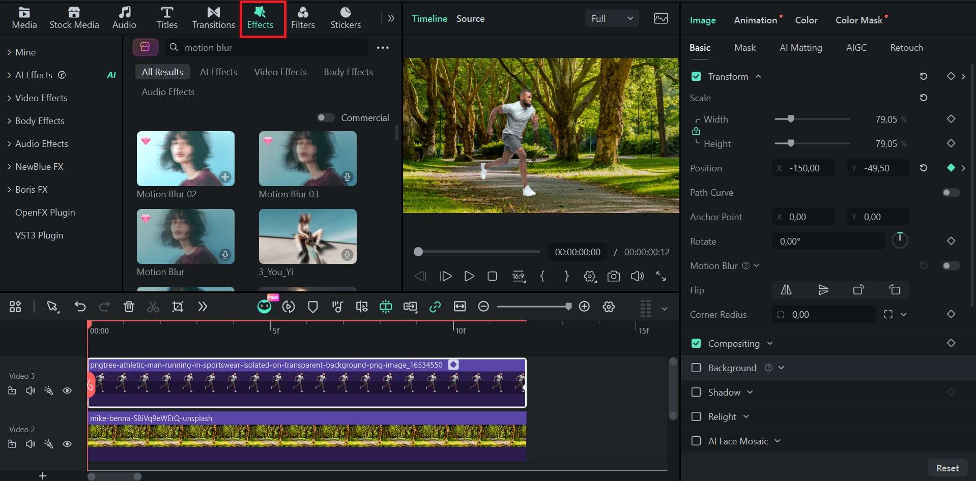 search for motion blur effects