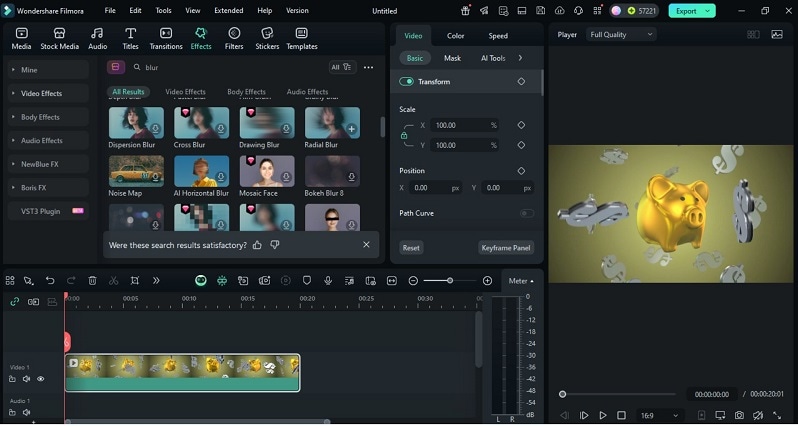 add motion blur effects in filmora