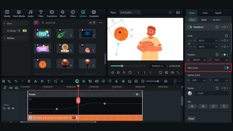 add and position keyframe