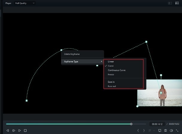 keyframe path curve options