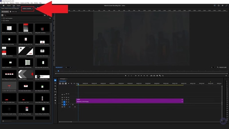 find the graphics Templates panel