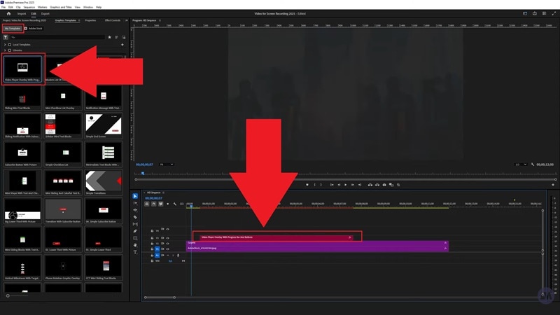 add the templates to the timeline