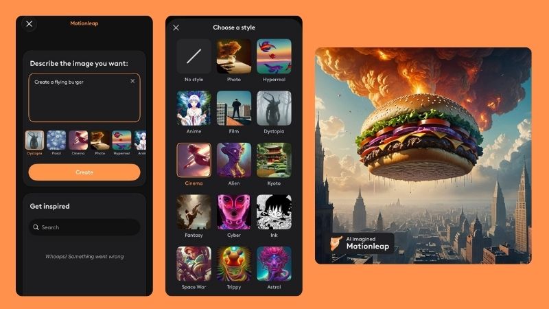 ai text to image in motionleap