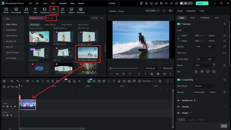 apply 3d camera movement